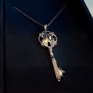 Disney Enchanted Fine Jewelry Castle Key Necklace-sterling silver, diamond